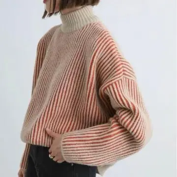 셀렉트모카 시착만 한 상품 니트 리브 하이넥 긴팔 스웨터