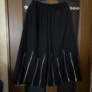 Drug honey 지퍼 달린 와이드 팬츠 블랙