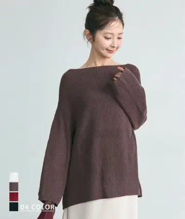 [ 새상품 ] BASEMENT online 와이드 넥 드롭 숄더 니트