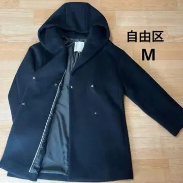 자유구 네이비 후드 부착 코트 M 사이즈