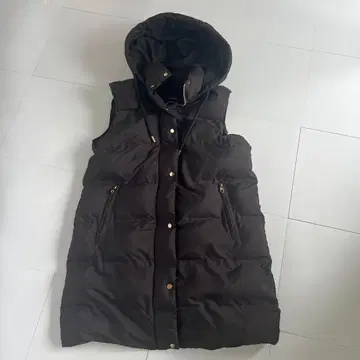 ZARA 후드 부착 베스트 블랙 M