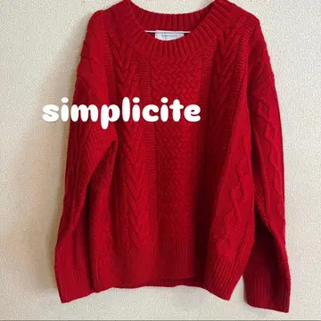 simplicite 빨간색 케이블 짜임 니트 사이즈 38