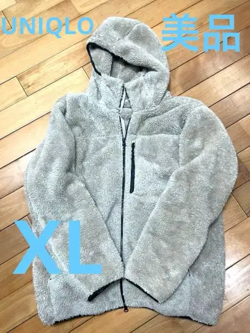 UNIQLO 방풍 아우터 퍼 리 플리스 풀 집업 후드티 베이지 XL