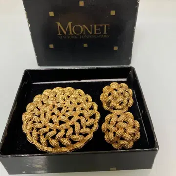 모네 골드 브로치 귀찌 세트
