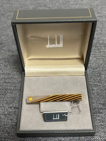 dunhill 골드 실버 스트라이프 넥타이핀 새상품