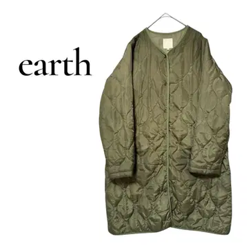 [ 어스 ] earth L 올리브 그린 퀼팅 롱 코트