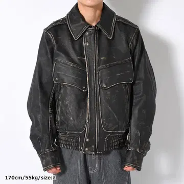 NVRFRGT 24AW DISTRESSED LETHER BOMBER 2