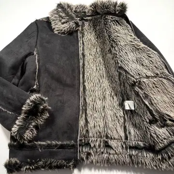 컨디션 최상 L 울트라 웜 에코 무스탕 자켓 속기모 퍼 자켓 블랙