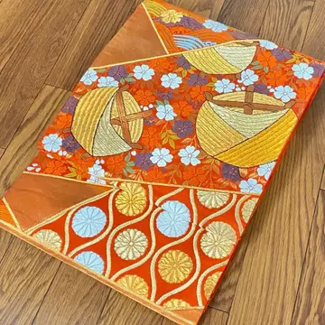 순수 실크 카와이 미술 직물 6통 후쿠로 오비 실 차 금실