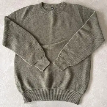 UNIQLO 남성용 올리브 그린 래글런 슬리브 니트