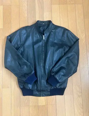 60s 빈티지 둥근 카라 천연 가죽 가죽 자켓 쇼트 기장