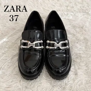 ZARA 체인 디테일 로퍼 통굽 37inc 블랙