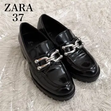 ZARA 체인 디테일 로퍼 통굽 37inc 블랙