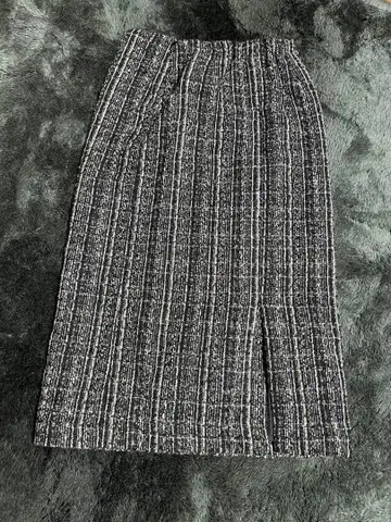 타이트 스커트 M 블랙 화이트 스트라이프