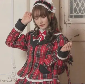 시마무라 아이노 에리 샬롯의 수요일 체크 무늬 자켓 빨간색 크리스마스