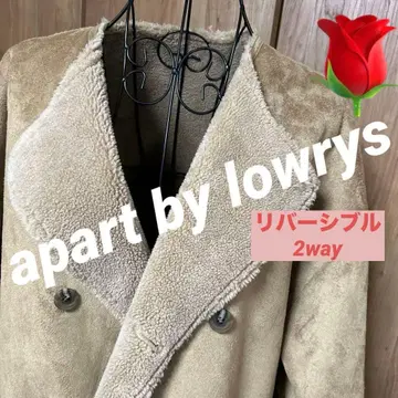 새상품급 아파트 바이 로리즈 더블 무스탕 보아 코트 리버서블 노카라 가죽