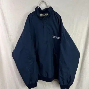 USA 구제 의류 하프 지퍼 나일론 자켓 네이비