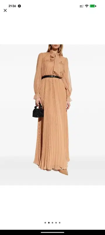 25 신상 SelfPortrait 오렌지 베이지 도트 드레스 UK4