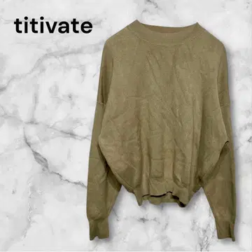 티티베이트 베이지 크루넥 니트 스웨터 긴팔 레귤러 기장 F