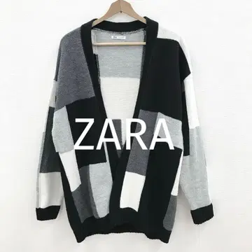 ZARA 자라 가디건 블록 디자인 블랙 x 그레이 L 아우터