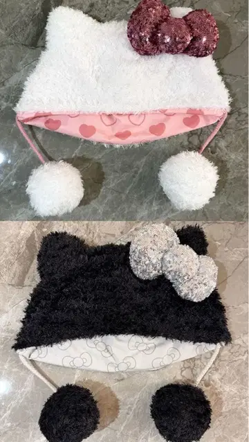 USJ 유니버셜 키티 모자 팬캡 헬로키티 화이트 블랙 2개 세트