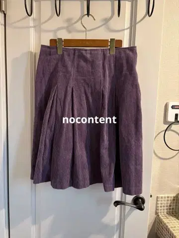 퍼플 코듀로이 플리츠 스커트