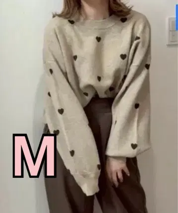 시마무라 하트 니트 여성용 니트 풀오버 (만짱) 새상품 M