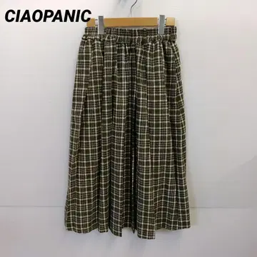 W514 CIAOPANIC 체크 플리츠 스커트 미들 기장