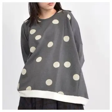 gomme 플로키 도트 분또 비대칭 티셔츠