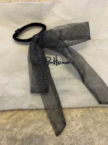 제니퍼 오를레 실버 라메 리본 머리끈