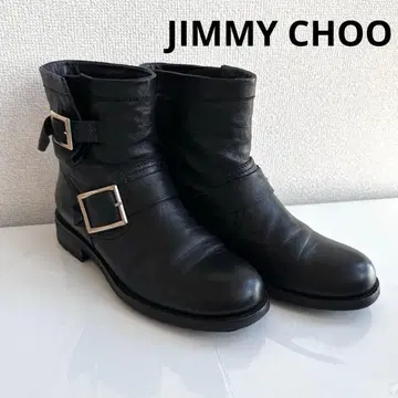 지미추 엔지니어 부츠 숏부츠 부티 플랫 가죽 블랙