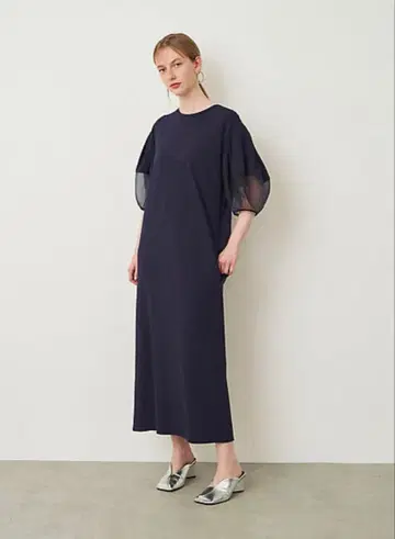 ELENDEEK 하프 오간자 슬리브 티셔츠 원피스