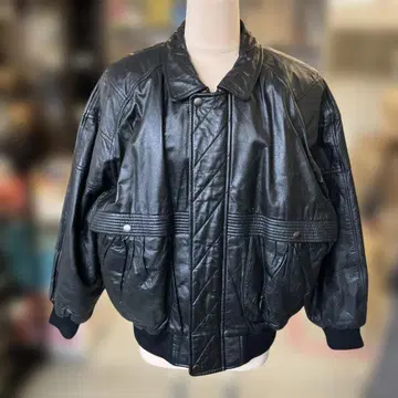 K2511-3038 블랙 레더 봄버 자켓