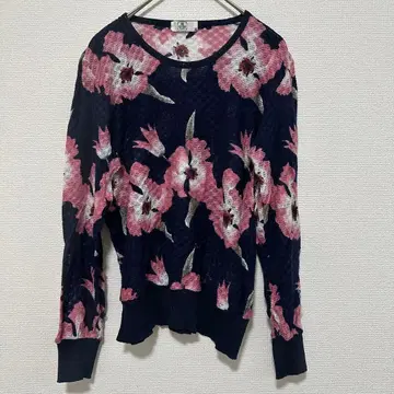 SUN 꽃무늬 얇은 소재 니트 시스루 디자인