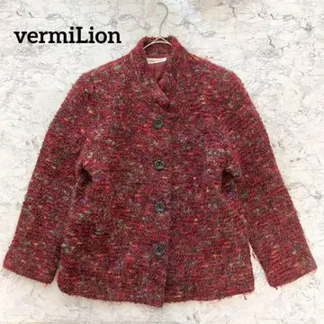 [ 빈티지 ] 버밀리온 믹스 트위드 자켓 빨간색 미세스 일본제