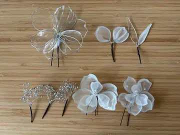 브라이덜 헤어 액세서리 플라워 화이트 클리어