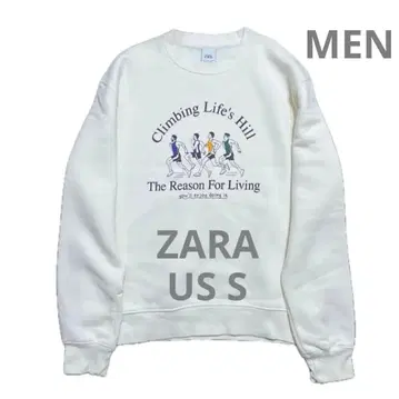 ZARA 화이트 맨투맨 US S 사이즈