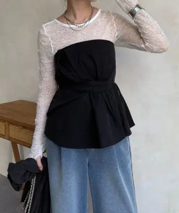 시착만 한 상품 아지메 턱 뷔스티에 블랙