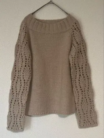 [ 미사용품 ] a.v.v 보트넥 니트 스웨터 핑크 베이지 L 사이즈