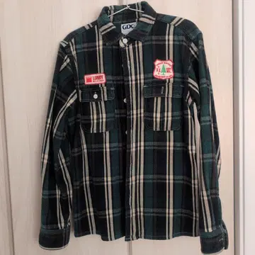 GDC 긴팔 플란넬 셔츠 M 그린 계열 체크
