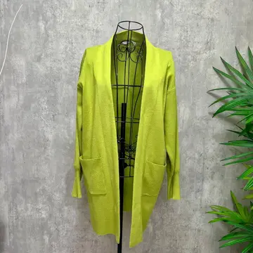라임 그린 롱 가디건