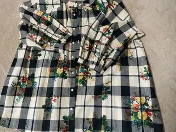 SUPER HAKKA 체크 무늬 꽃무늬 셔츠