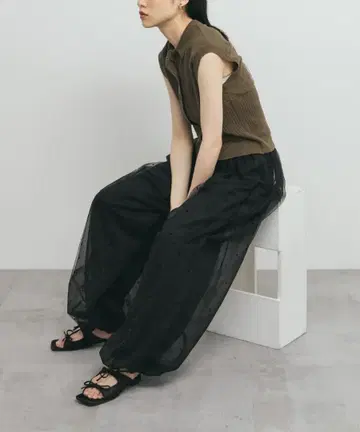 KBF 플로키 도트 튤 벌룬 팬츠