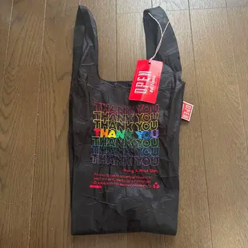 USA제 오픈 에디션즈 THANK YOU 자수 나일론 에코백 / 블랙