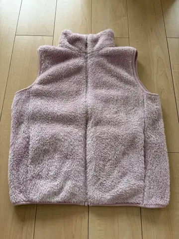 유니클로 플리스 베스트 핑크 M 퍼 복슬복슬