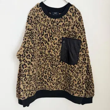 BEAMS HEART 보아 플리스 풀오버 레오파드 무늬 S 오버 사이즈