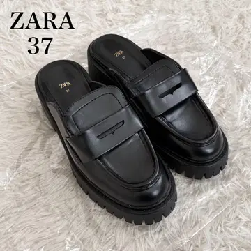 ZARA 뮬 코인 로퍼 37inc 통굽 블랙