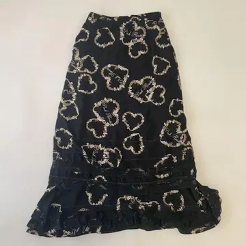 핑크하우스 블랙 스커트 하트 무늬