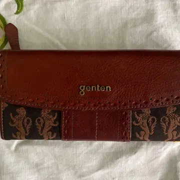 새상품급 genten 장지갑 브라운 플로럴