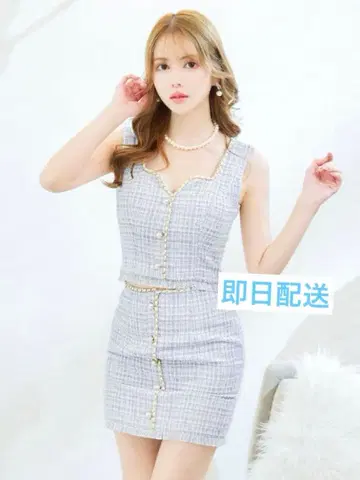 Jewels 체크 트위드 셋업 타이트 미니 드레스